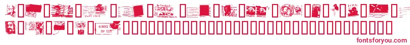 DeadLetterOfficeThirtyTwo-Schriftart – Rote Schriften auf weißem Hintergrund