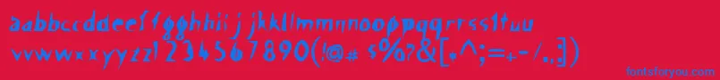 フォントScissorCuts – 赤い背景に青い文字