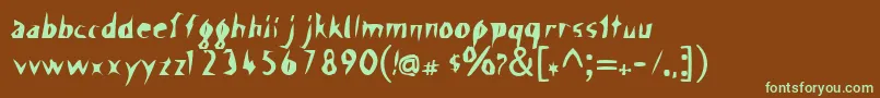 ScissorCuts-fontti – vihreät fontit ruskealla taustalla