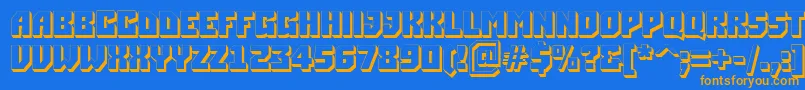 フォントASimplere3D – オレンジ色の文字が青い背景にあります。