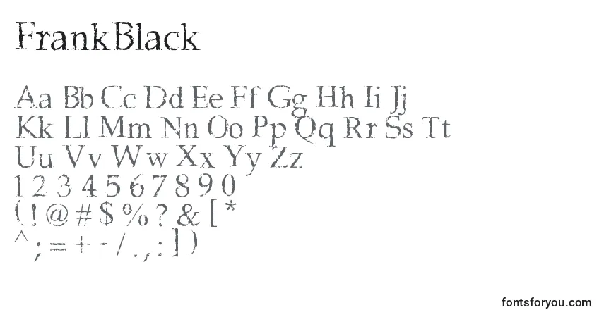 A fonte FrankBlack – alfabeto, números, caracteres especiais