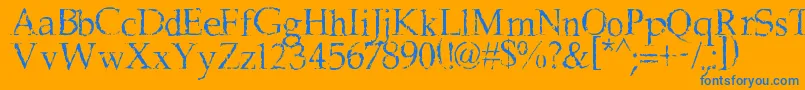 Weitere Informationen zur FrankBlack-Schriftart FrankBlack-Schriftart – Blaue Schriften auf orangefarbenem Hintergrund