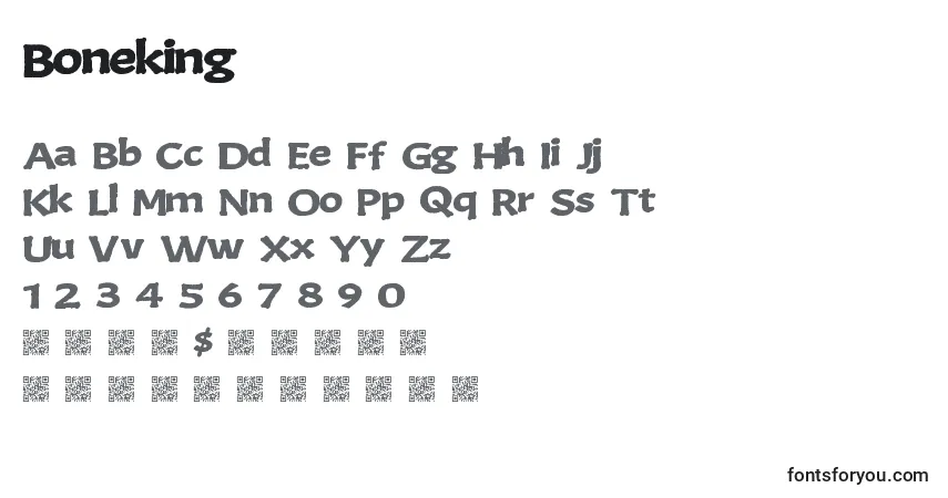 A fonte Boneking – alfabeto, números, caracteres especiais