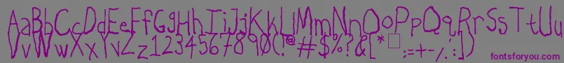LeftyDoesRightyCharcoal Font – Purple Fonts on Gray Background