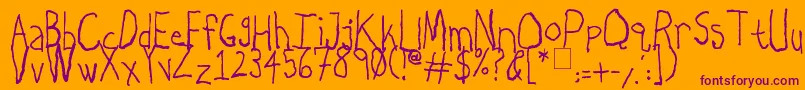 LeftyDoesRightyCharcoal Font – Purple Fonts on Orange Background