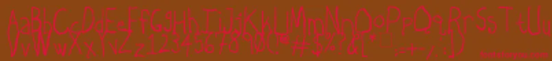 LeftyDoesRightyCharcoal Font – Red Fonts on Brown Background