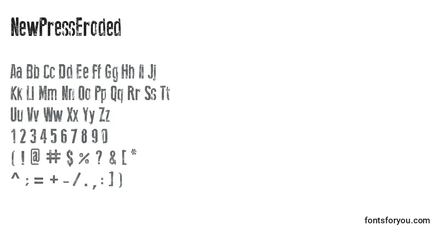 Шрифт NewPressEroded (76301) – алфавит, цифры, специальные символы