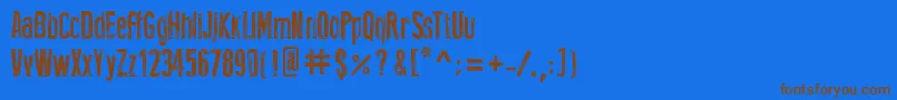 フォントNewPressEroded – 茶色の文字が青い背景にあります。