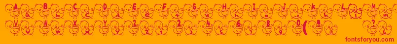 TPiyoFont-Schriftart – Rote Schriften auf orangefarbenem Hintergrund