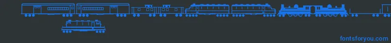 Trains Font – Blue Fonts on Black Background