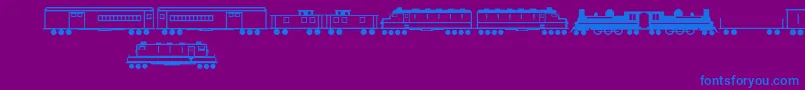 フォントTrains – 紫色の背景に青い文字