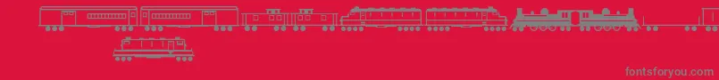 Trains-Schriftart – Graue Schriften auf rotem Hintergrund