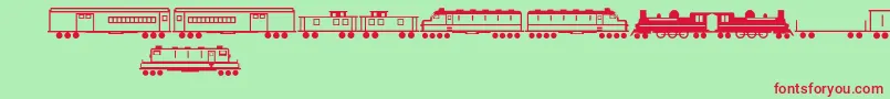 Fonte Trains – fontes vermelhas em um fundo verde