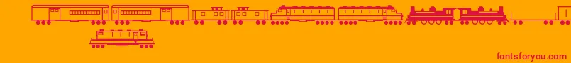 Trains Font – Red Fonts on Orange Background