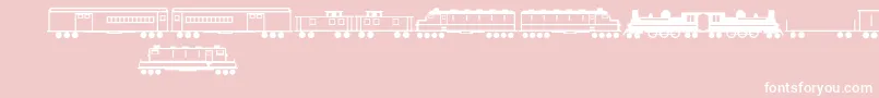 Trains-Schriftart – Weiße Schriften auf rosa Hintergrund