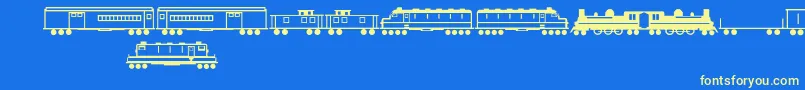 Fonte Trains – fontes amarelas em um fundo azul