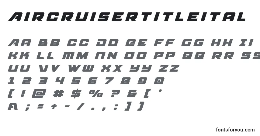 Czcionka Aircruisertitleital – alfabet, cyfry, specjalne znaki
