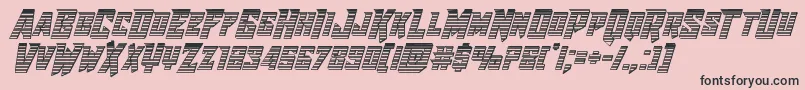 Fonte Raidercrusaderchrome – fontes pretas em um fundo rosa