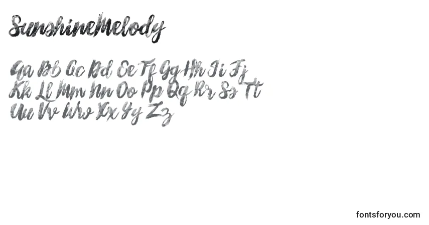 Schriftart SunshineMelody – Alphabet, Zahlen, spezielle Symbole