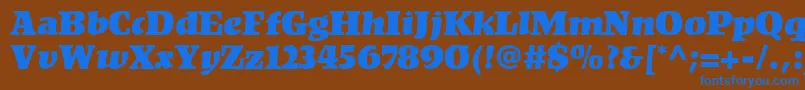 Saiba mais sobre a fonte KompaktLt Fonte KompaktLt – fontes azuis em um fundo marrom