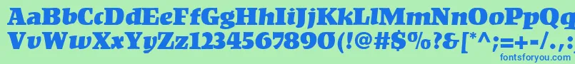 KompaktLt Font – Blue Fonts on Green Background