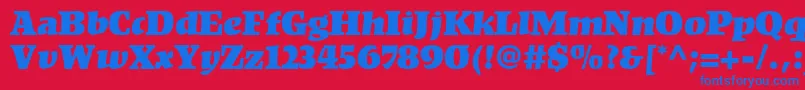 KompaktLt-Schriftart – Blaue Schriften auf rotem Hintergrund