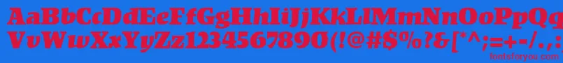 KompaktLt Font – Red Fonts on Blue Background