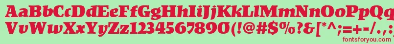 フォントKompaktLt – 赤い文字の緑の背景