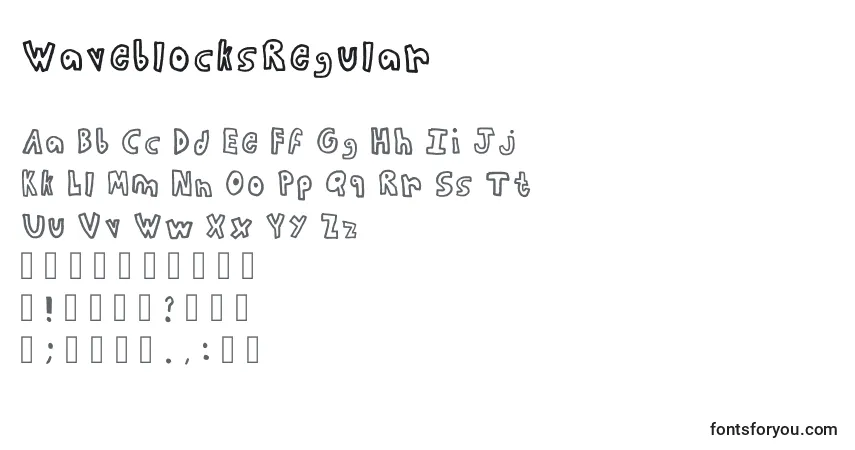 Czcionka WaveblocksRegular – alfabet, cyfry, specjalne znaki