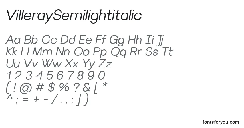 VilleraySemilightitalicフォント–アルファベット、数字、特殊文字