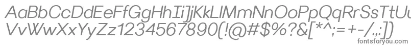 VilleraySemilightitalic-fontti – harmaat kirjasimet valkoisella taustalla