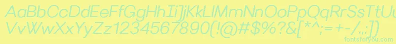 フォントVilleraySemilightitalic – 黄色い背景に緑の文字