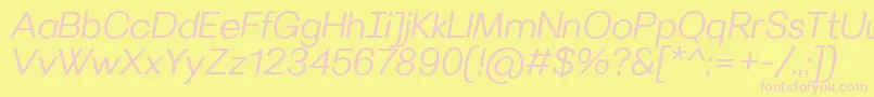 VilleraySemilightitalic-fontti – vaaleanpunaiset fontit keltaisella taustalla