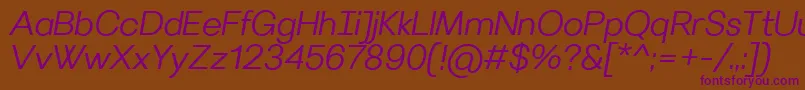 VilleraySemilightitalic Font – Purple Fonts on Brown Background