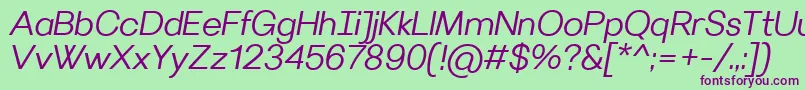 VilleraySemilightitalic Font – Purple Fonts on Green Background