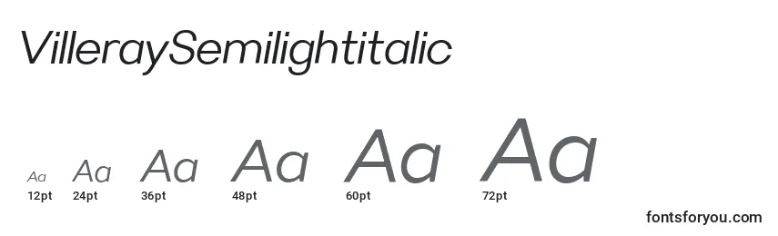 Размеры шрифта VilleraySemilightitalic