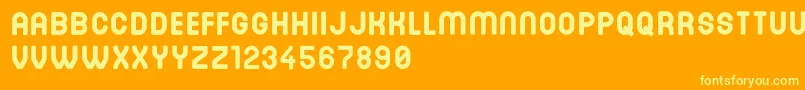 Weitere Informationen zur DinastiBold-Schriftart DinastiBold-Schriftart – Gelbe Schriften auf orangefarbenem Hintergrund