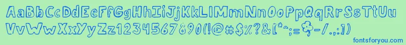 JellykaLuckyDay Font – Blue Fonts on Green Background