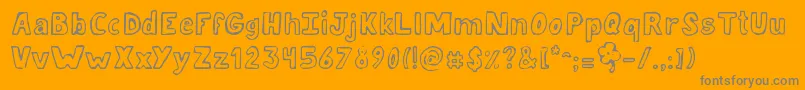 JellykaLuckyDay-Schriftart – Graue Schriften auf orangefarbenem Hintergrund