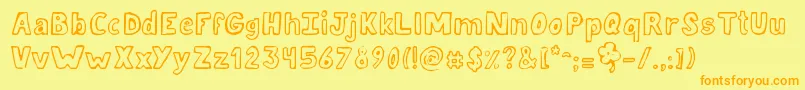 JellykaLuckyDay-Schriftart – Orangefarbene Schriften auf gelbem Hintergrund