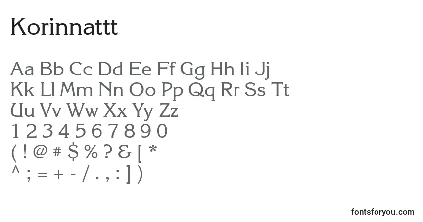 A fonte Korinnattt – alfabeto, números, caracteres especiais