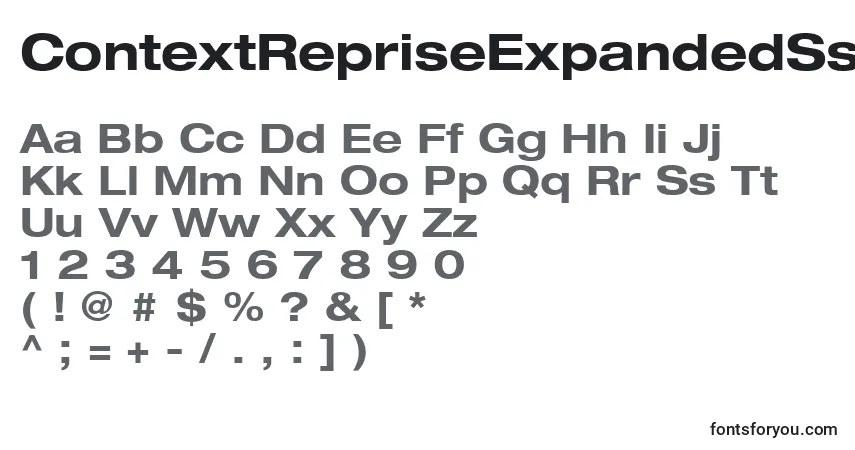 Czcionka ContextRepriseExpandedSsiBoldExpanded – alfabet, cyfry, specjalne znaki