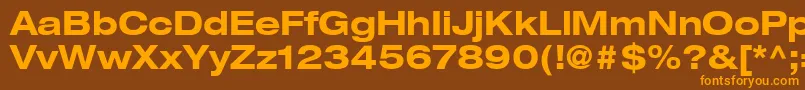 ContextRepriseExpandedSsiBoldExpanded-Schriftart – Orangefarbene Schriften auf braunem Hintergrund