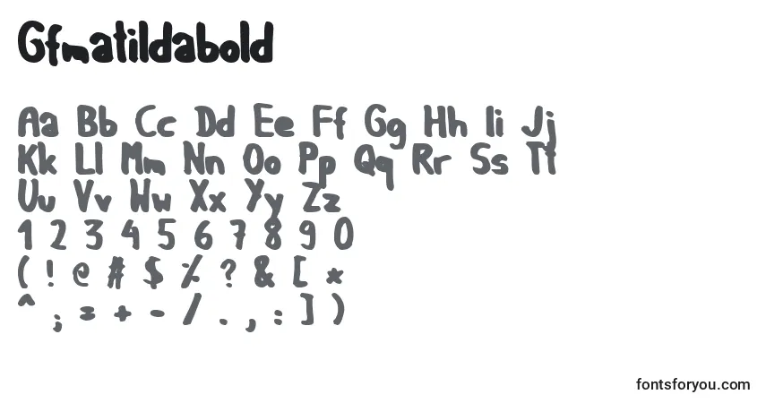 A fonte Gfmatildabold – alfabeto, números, caracteres especiais