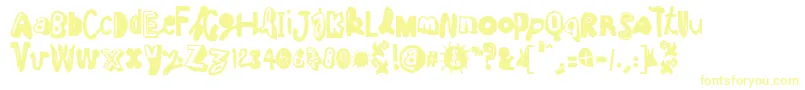フォントCruelSun – 白い背景に黄色の文字