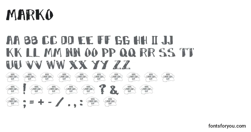 Schriftart Marko – Alphabet, Zahlen, spezielle Symbole