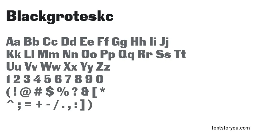 A fonte Blackgroteskc – alfabeto, números, caracteres especiais