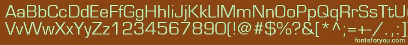 フォントEurostileLtMedium – 緑色の文字が茶色の背景にあります。