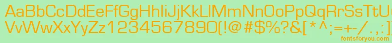 EurostileLtMedium-Schriftart – Orangefarbene Schriften auf grünem Hintergrund