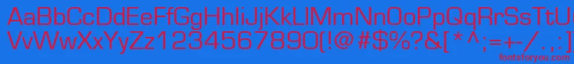 EurostileLtMedium-fontti – punaiset fontit sinisellä taustalla